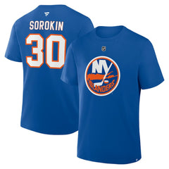 Ilya Sorokin New York Islanders Fanatics Authentic Stack Name & Number T-Shirt - NHL T-shirts