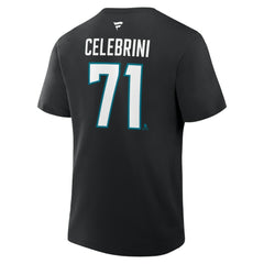 Macklin Celebrini San Jose Sharks Fanatics Authentic Stack Name & Number T-Shirt - NHL T-shirts
