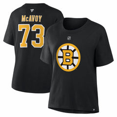 Charlie McAvoy Boston Bruins Fanatics Women's Authentic Stack Name & Number T-Shirt - NHL T-shirts