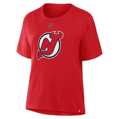 Jack Hughes New Jersey Devils Fanatics Women's Authentic Stack Name & Number T-Shirt - NHL T-shirts