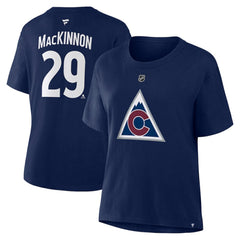 Nathan MacKinnon Colorado Avalanche Fanatics Women's Authentic Stack Name & Number T-Shirt - NHL T-shirts