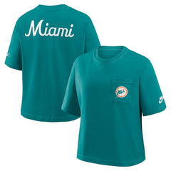 Miami Dolphins Women's Rewind Pocket Boxy T-Shirt | NFL Sale
