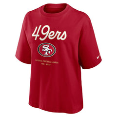 San Francisco 49ers Women's Essential Script Relaxed Boxy T-Shirt | NFL Online
