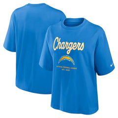 Los Angeles Chargers Women's Essential Script Relaxed Boxy T-Shirt | NFL New