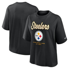 Pittsburgh Steelers Women's Essential Script Relaxed Boxy T-Shirt | NFL New