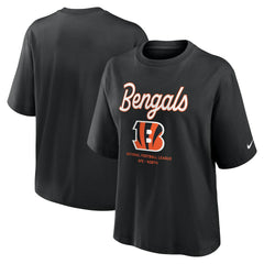 Cincinnati Bengals Women's Essential Script Relaxed Boxy T-Shirt | NFL On sale