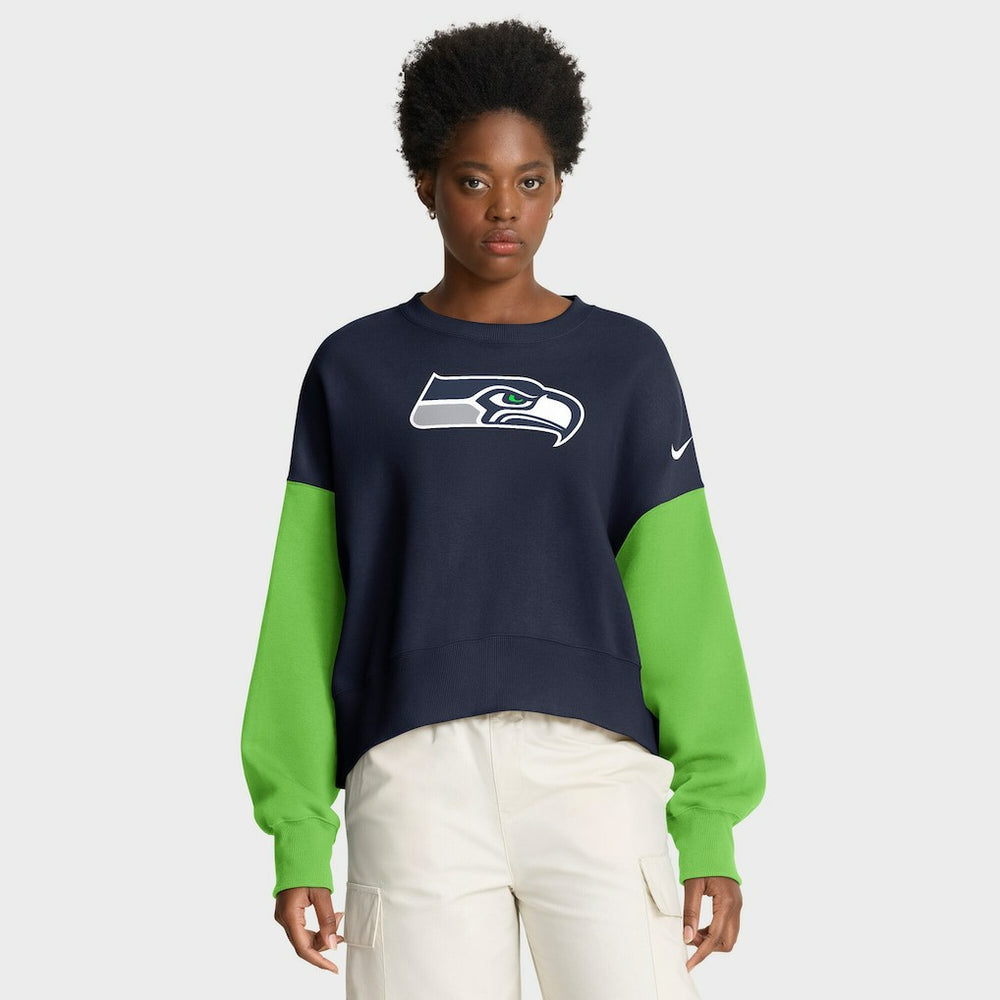 Seattle Seahawks Women's Oversized Color-Block Pullover Sweatshirt | NFL New