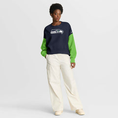 Seattle Seahawks Women's Oversized Color-Block Pullover Sweatshirt | NFL New