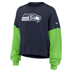 Seattle Seahawks Women's Oversized Color-Block Pullover Sweatshirt | NFL New