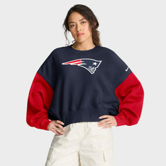 New England Patriots Women's Oversized Color-Block Pullover Sweatshirt | NFL Sale