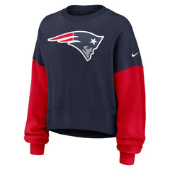 New England Patriots Women's Oversized Color-Block Pullover Sweatshirt | NFL Sale