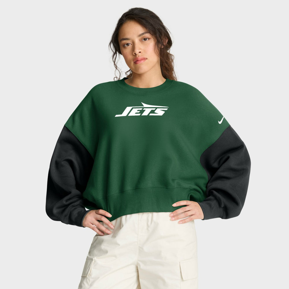 New York Jets Women's Oversized Color-Block Pullover Sweatshirt | NFL Sale