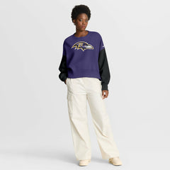 Baltimore Ravens Women's Oversized Color-Block Pullover Sweatshirt | NFL Outlet