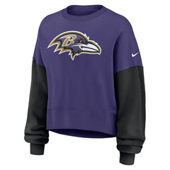 Baltimore Ravens Women's Oversized Color-Block Pullover Sweatshirt | NFL Outlet
