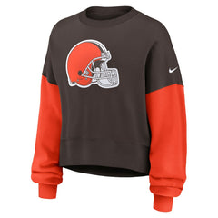 Cleveland Browns Women's Oversized Color-Block Pullover Sweatshirt | NFL Outlet