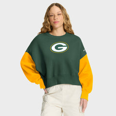 Green Bay Packers Women's Oversized Color-Block Pullover Sweatshirt | NFL Sale