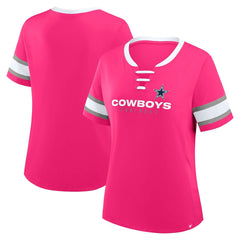 Dallas Cowboys Women's Redzone Draw Play Athena Lace-Up T-Shirt | NFL Hot