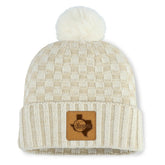 Texas Rangers Fanatics Women's Matchstick Cuffed Knit Hat with Pom- Natural - MLB Hats