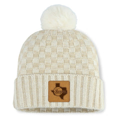 Texas Rangers Fanatics Women's Matchstick Cuffed Knit Hat with Pom- Natural - MLB Hats
