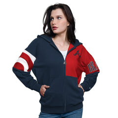 Atlanta Braves Starter Women's Curve Ball Full Zip Hoodie Sweatshirt - MLB Hoodies