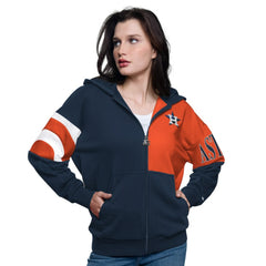 Houston Astros Starter Women's Curve Ball Full Zip Hoodie Sweatshirt - MLB Hoodies