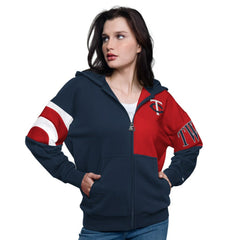 Minnesota Twins Starter Women's Curve Ball Full Zip Hoodie Sweatshirt - MLB Hoodies