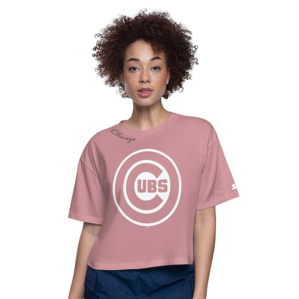 Chicago Cubs Starter Women's Play the Ball Boxy Cropped T-Shirt - MLB T-shirts