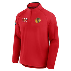 Chicago Blackhawks Fanatics Authentic Pro Rink Training Centennial Raglan Quarter-Zip Pullover - NHL Pullover