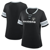 Las Vegas Raiders Women's Redzone Draw Play Athena Lace-Up T-Shirt | NFL Hot