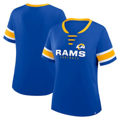 Los Angeles Rams Women's Redzone Draw Play Athena Lace-Up T-Shirt | NFL Outlet