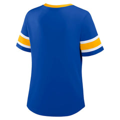 Los Angeles Rams Women's Redzone Draw Play Athena Lace-Up T-Shirt | NFL Outlet