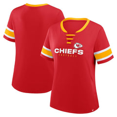 Kansas City Chiefs Women's Redzone Draw Play Athena Lace-Up T-Shirt | NFL US