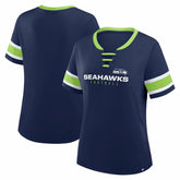 Seattle Seahawks Women's Redzone Draw Play Athena Lace-Up T-Shirt | NFL On sale