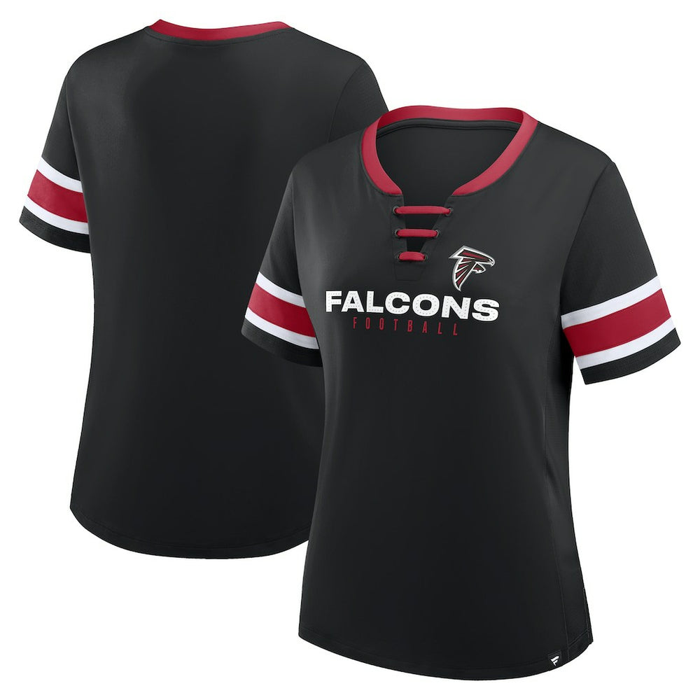 Atlanta Falcons Women's Redzone Draw Play Athena Lace-Up T-Shirt | NFL Sale