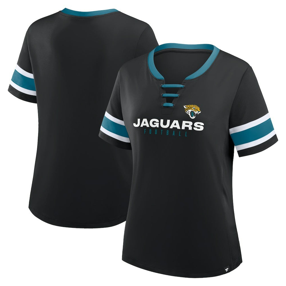 Jacksonville Jaguars Women's Redzone Draw Play Athena Lace-Up T-Shirt | NFL US