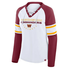 Washington Commanders Women's Redzone Blitz Package Raglan Lace-Up V-Neck Long Sleeve T-Shirt | NFL Online