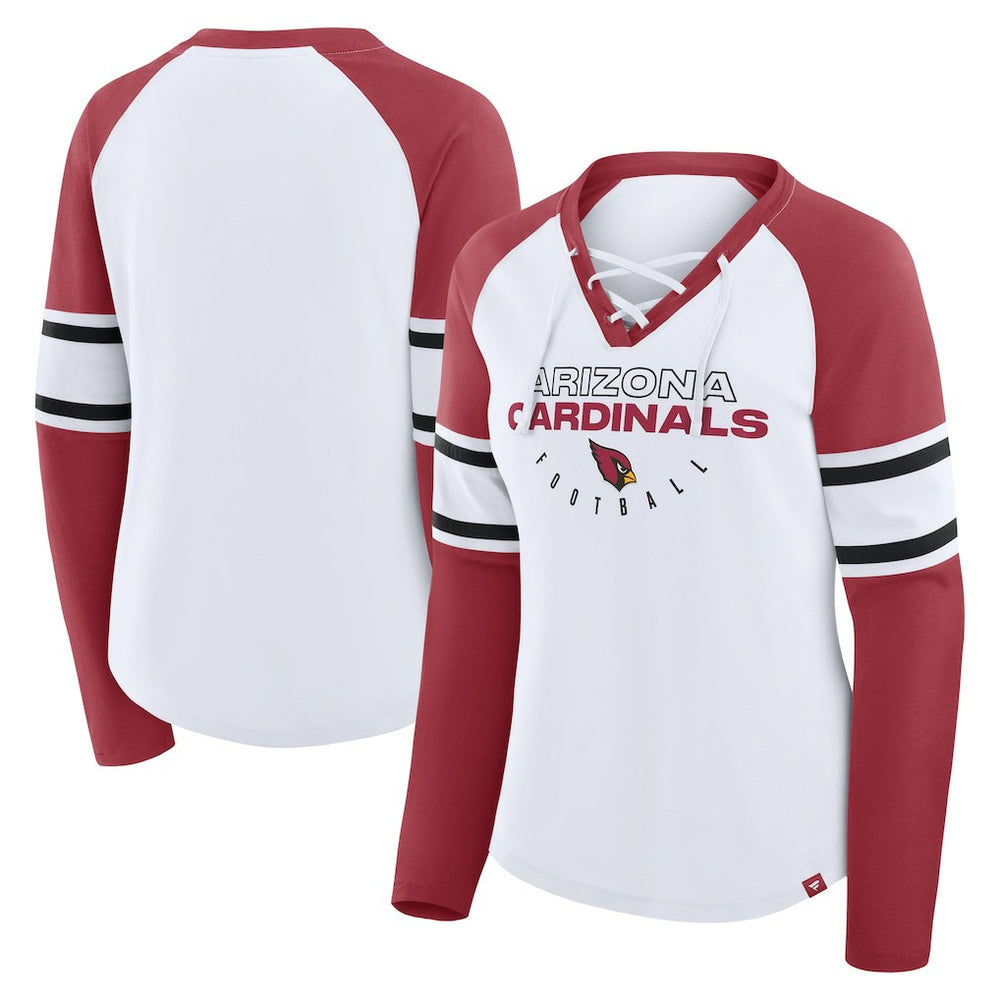 Arizona Cardinals Women's Redzone Blitz Package Raglan Lace-Up V-Neck Long Sleeve T-Shirt | NFL Outlet