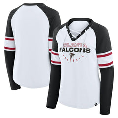 Atlanta Falcons Women's Redzone Blitz Package Raglan Lace-Up V-Neck Long Sleeve T-Shirt | NFL Online