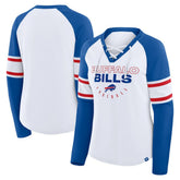 Buffalo Bills Women's Redzone Blitz Package Raglan Lace-Up V-Neck Long Sleeve T-Shirt | NFL Hot