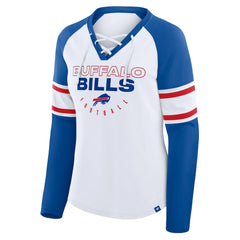 Buffalo Bills Women's Redzone Blitz Package Raglan Lace-Up V-Neck Long Sleeve T-Shirt | NFL Hot
