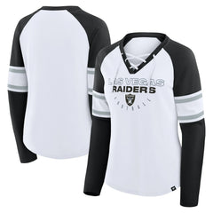 Las Vegas Raiders Women's Redzone Blitz Package Raglan Lace-Up V-Neck Long Sleeve T-Shirt | NFL Online