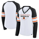 Cincinnati Bengals Women's Redzone Blitz Package Raglan Lace-Up V-Neck Long Sleeve T-Shirt | NFL New