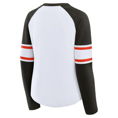 Cleveland Browns Women's Redzone Blitz Package Raglan Lace-Up V-Neck Long Sleeve T-Shirt | NFL Online