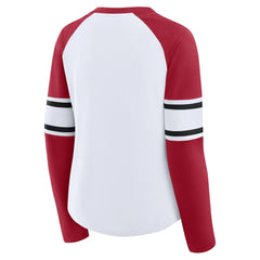 San Francisco 49ers Women's Redzone Blitz Package Raglan Lace-Up V-Neck Long Sleeve T-Shirt | NFL Online