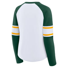 Green Bay Packers Women's Redzone Blitz Package Raglan Lace-Up V-Neck Long Sleeve T-Shirt | NFL Discount