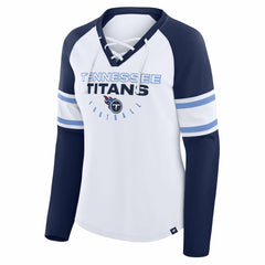 Tennessee Titans Women's Redzone Blitz Package Raglan Lace-Up V-Neck Long Sleeve T-Shirt | NFL Online