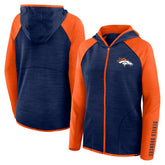 Denver Broncos Women's Redzone End Around Pass Raglan Full-Zip Hoodie | NFL Online