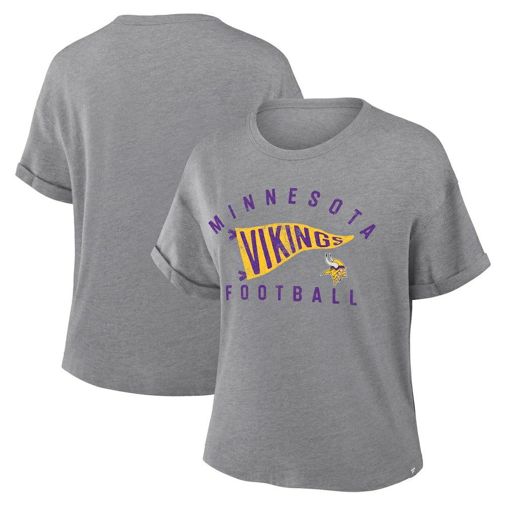 Minnesota Vikings Women's Pennant Wave Tribute Tri-Blend Boxy T-Shirt | NFL On sale