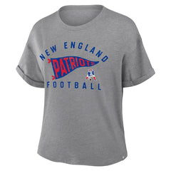 New England Patriots Women's Pennant Wave Tribute Tri-Blend Boxy T-Shirt | NFL New