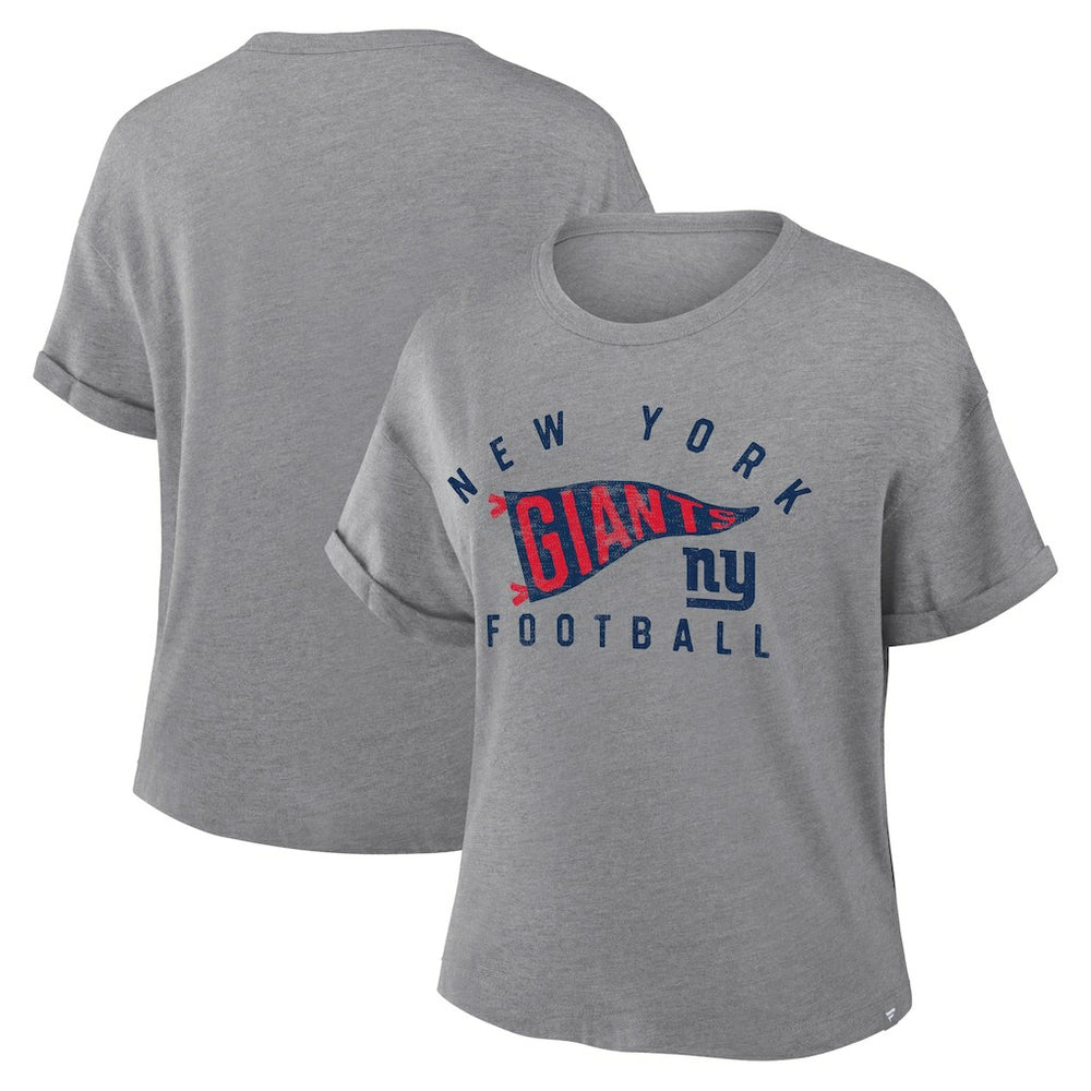 New York Giants Women's Pennant Wave Tribute Tri-Blend Boxy T-Shirt | NFL Sale